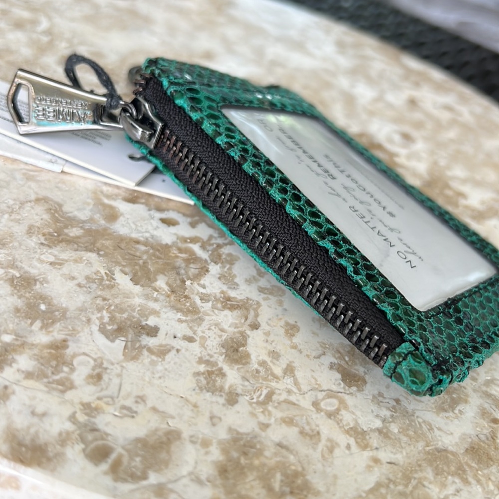 AIMEE KESTENBERG Alia Skinny ID case credit card holder in Emerald Snake - Picture 12 of 17